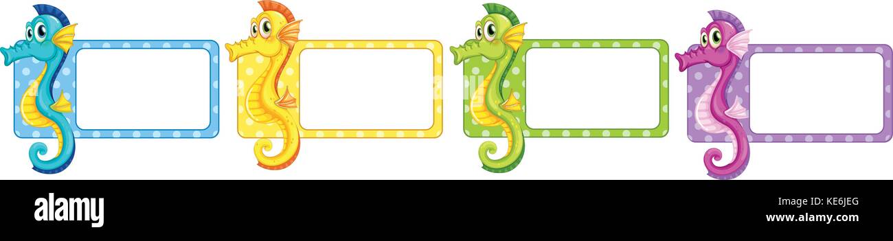 Labels with colorful seahorses illustration Stock Vector Image &amp; Art - Alamy