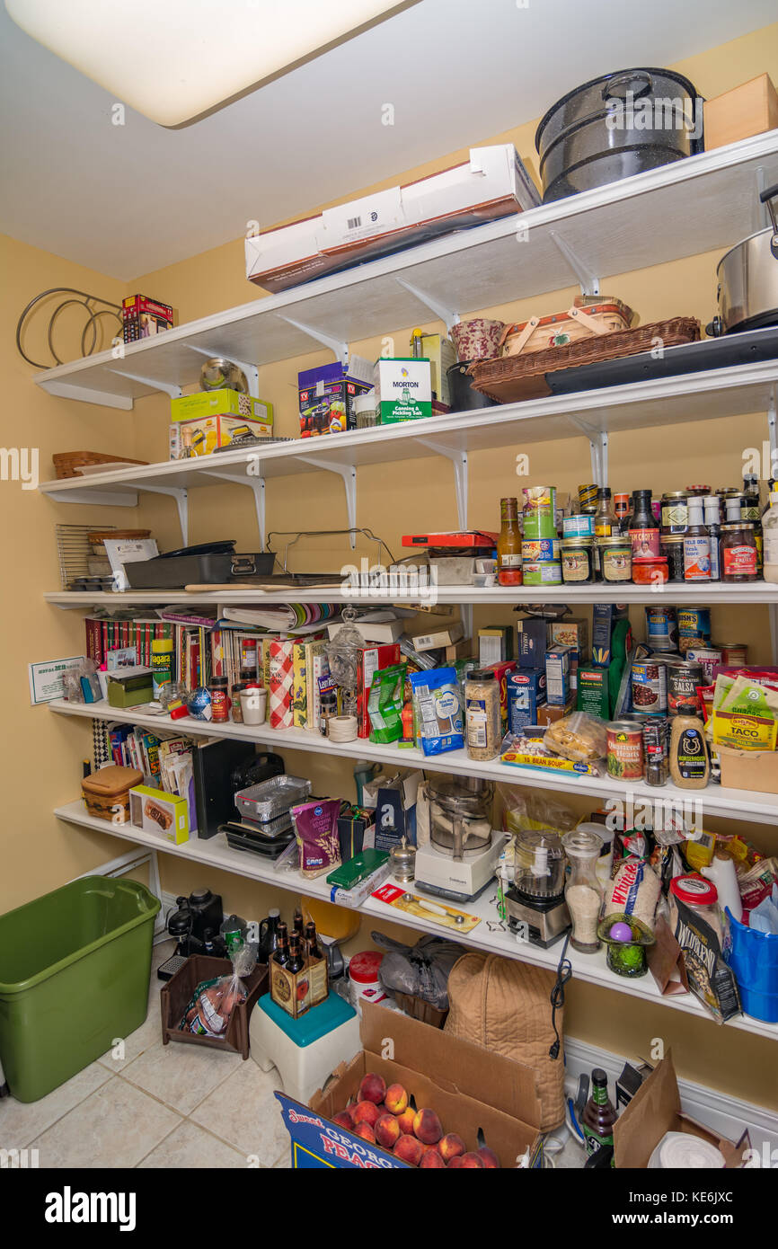 Storage Pantry Of Middle Class American Home In Kentucky Usa Stock