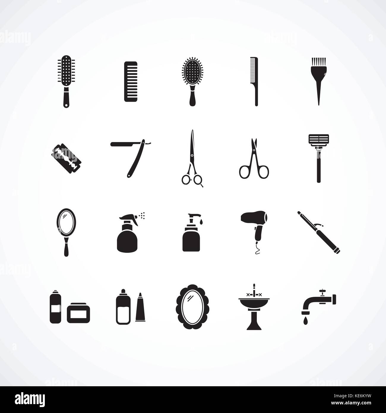 Set of hairdressing equipment icons. Vector eps 8 Stock Vector