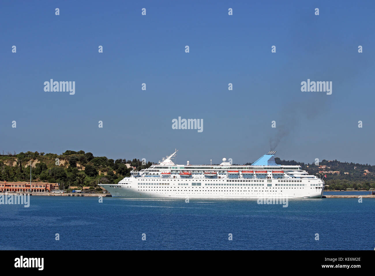 large cruiser ship in port Corfu island Greece Stock Photo