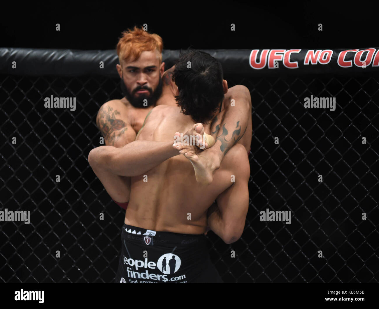 RIO DE JANEIRO, BRAZIL - March 21 2015: UFC  Featherweight  rematch between the current champion Brazilian  Maia and  American  LaFlare Stock Photo