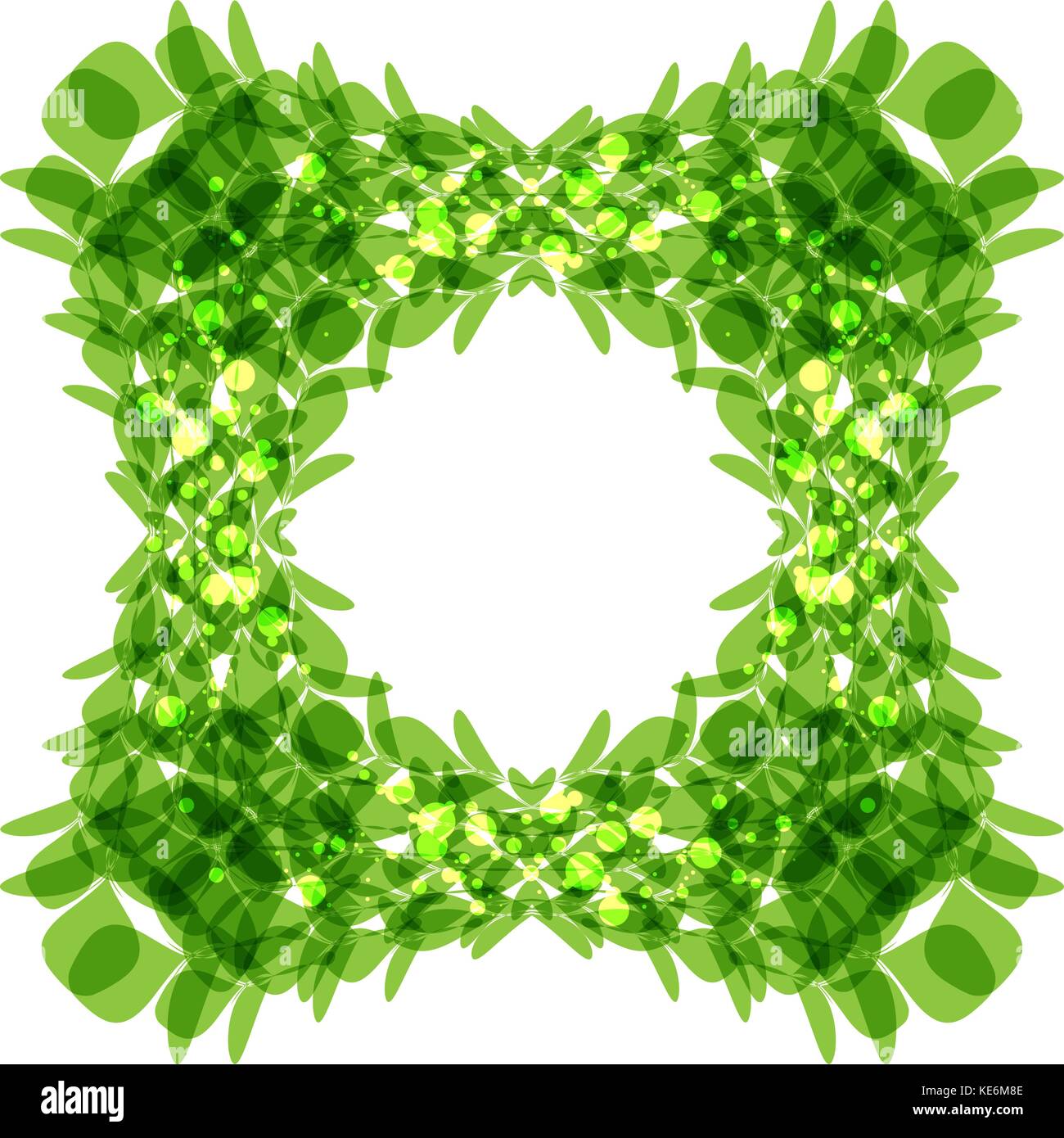 Green leaves frame, square shape, vector illustration Stock Vector
