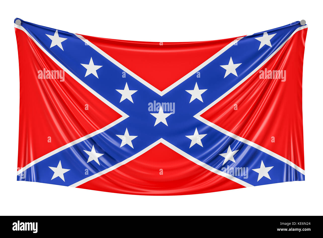 Flag of the Confederate States of America hanging on the wall, 3D rendering Stock Photo
