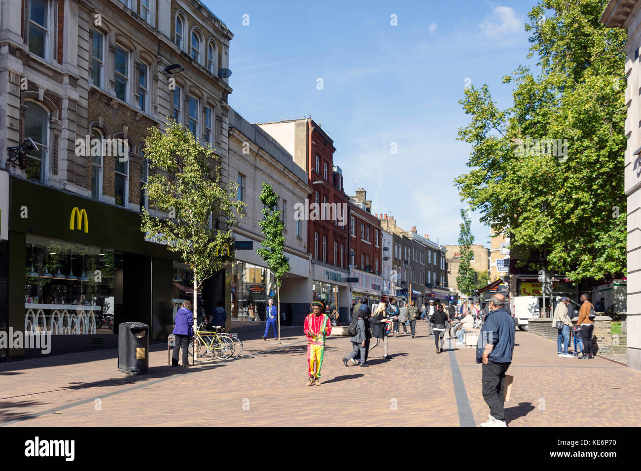 Pedestrianised Mare Street, Hackney Central, London Borough of Hackney, Greater London, England, United Kingdom Stock Photo