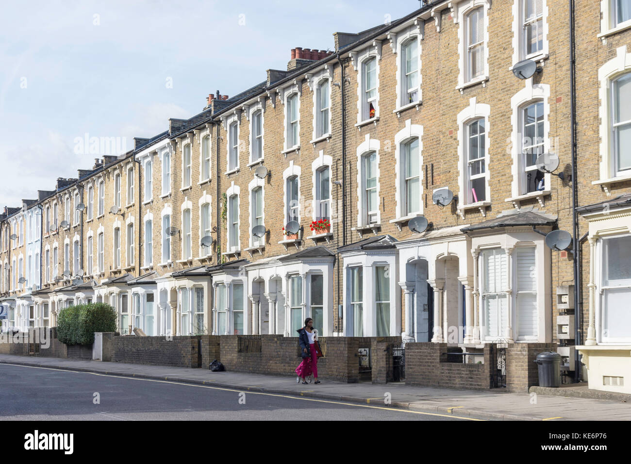 Terraced houses, Graham Road, Hackney Central, London Borough of Hackney, Greater London, England, United Kingdom Stock Photo