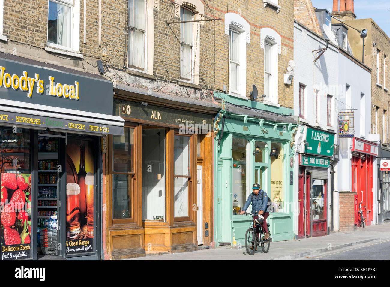 Small shops on Church Street, Stoke Newington, London Borough of Hackney, Greater London, England, United Kingdom Stock Photo