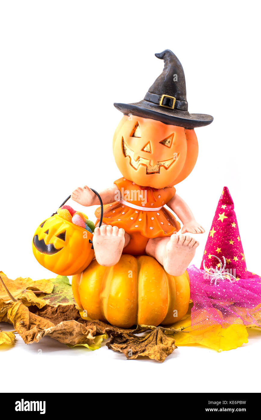 Halloween pumpkin isolated on white background Stock Photo - Alamy