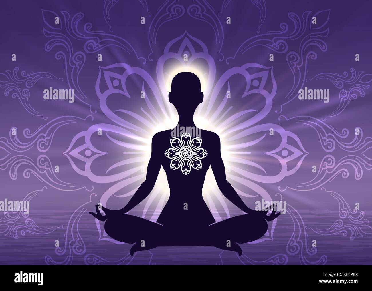 Meditation yoga woman silhouette Stock Vector
