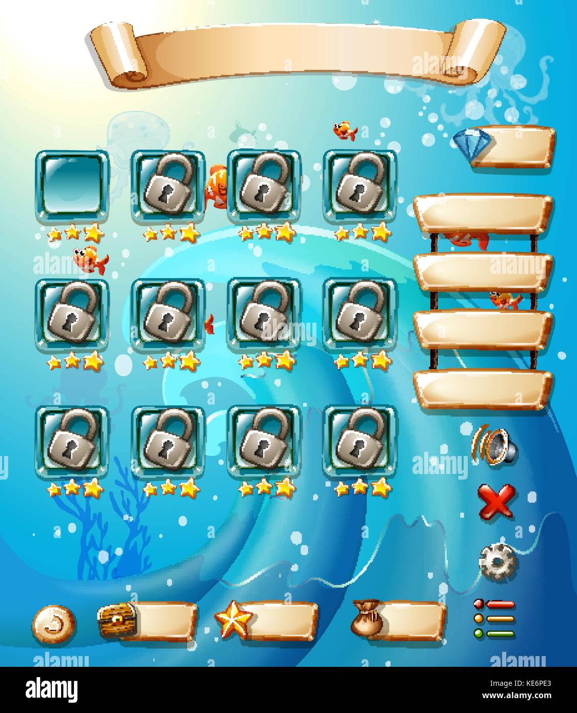 Game template with underwater scene Stock Vector Image & Art - Alamy