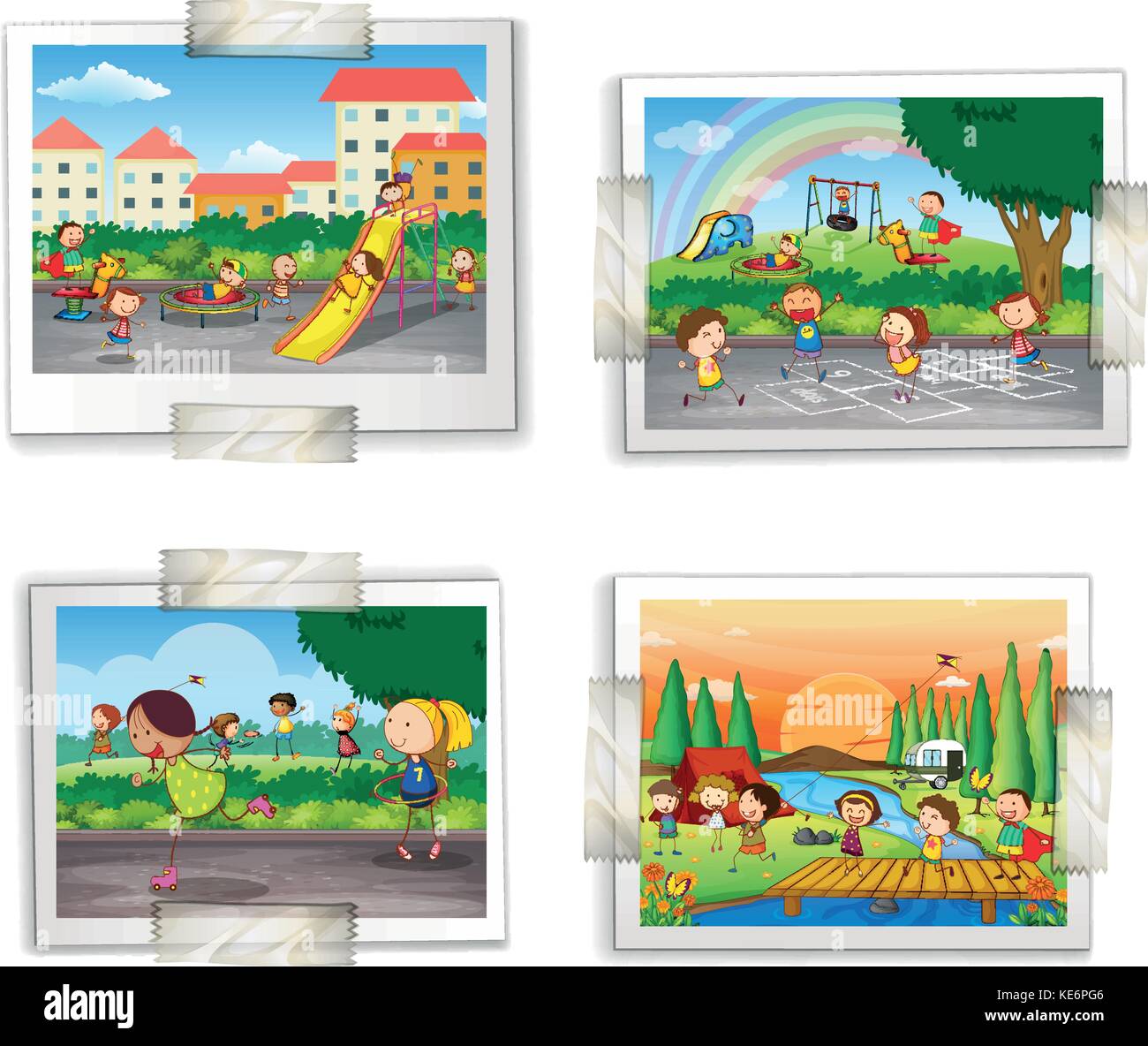 Illustration of four photos of childhood memory Stock Vector Image ...