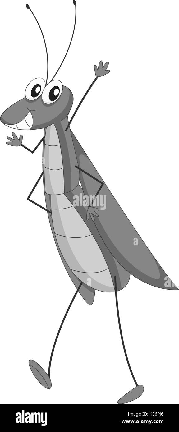 Standing grasshopper in black and white Stock Vector Art