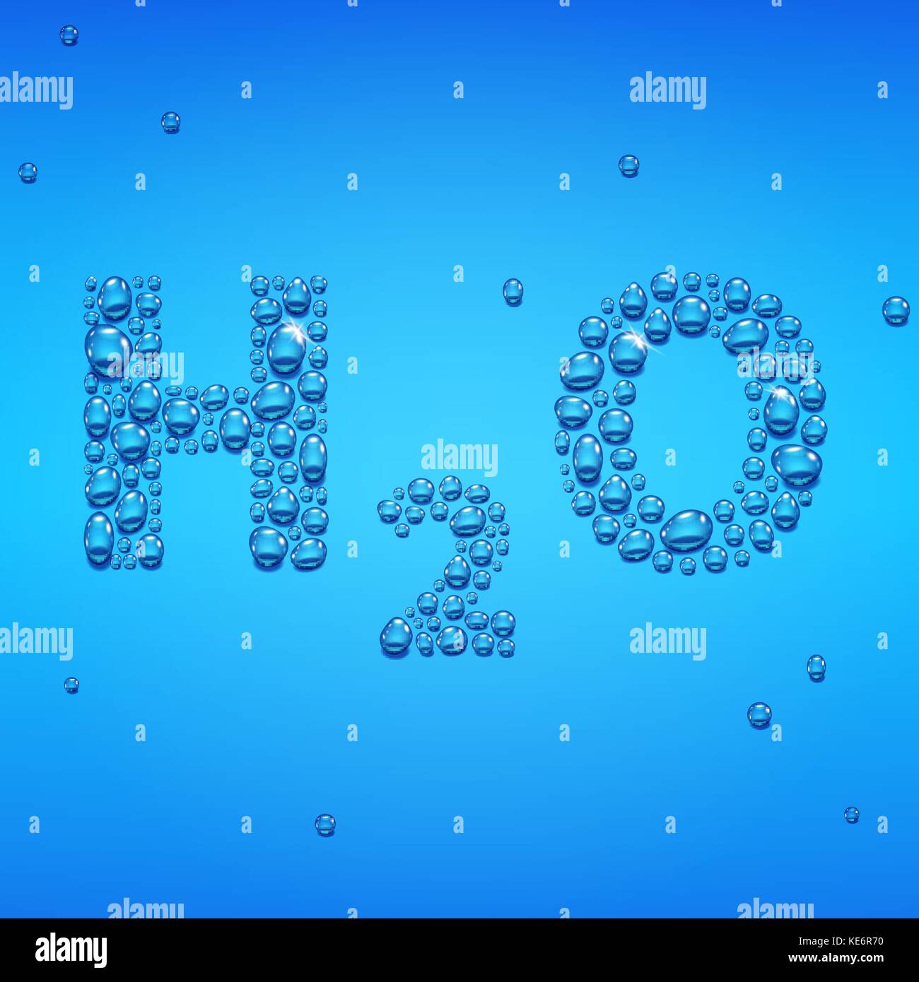 Blue drops H2O lettering Stock Vector