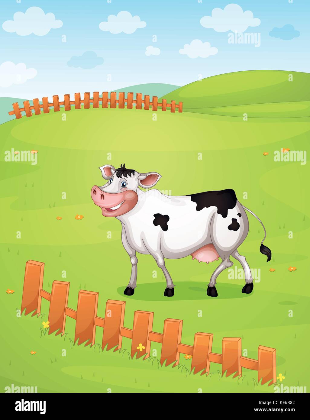 Illustration of a cow in a farm Stock Vector Image & Art - Alamy