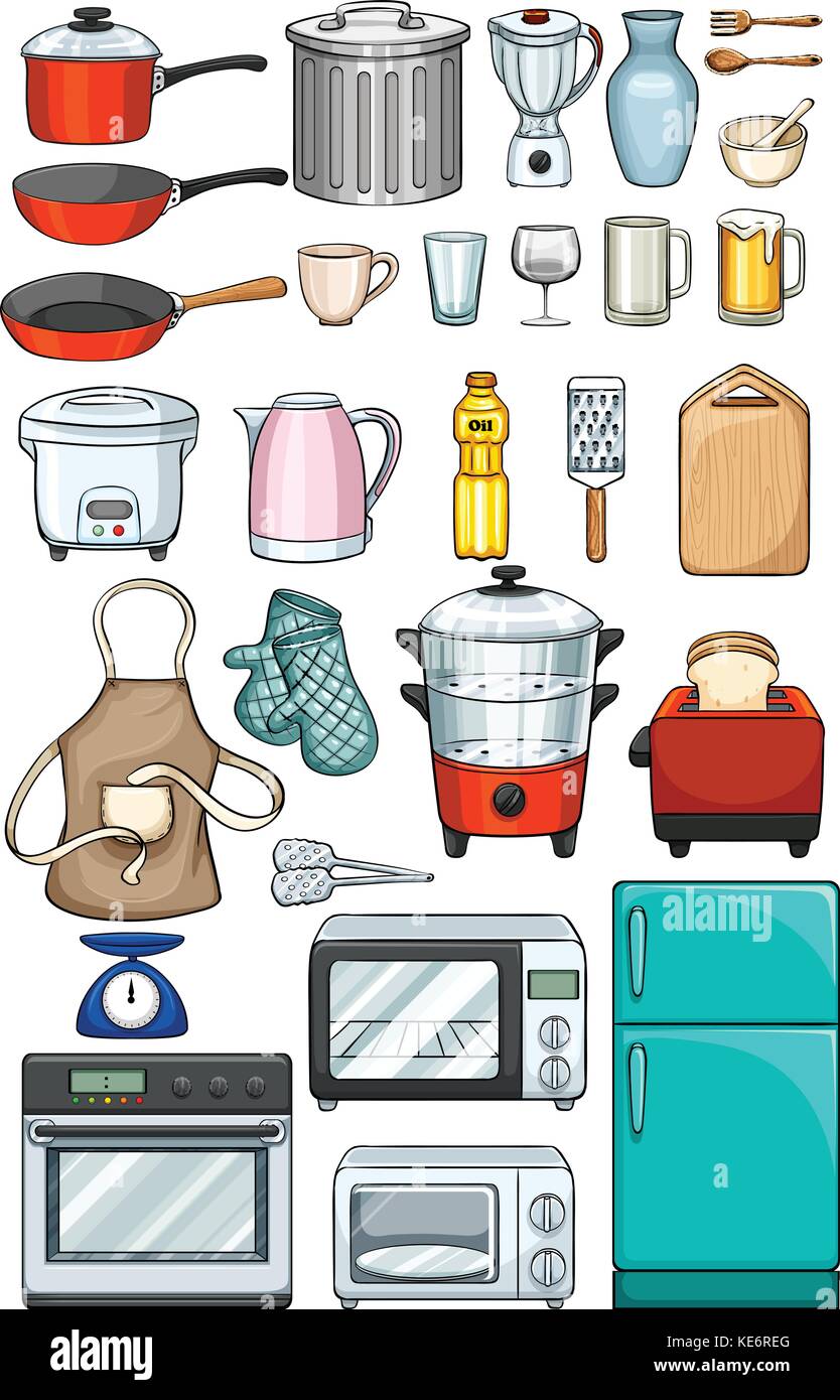 Different kind of kitchen objects Stock Vector Image & Art - Alamy