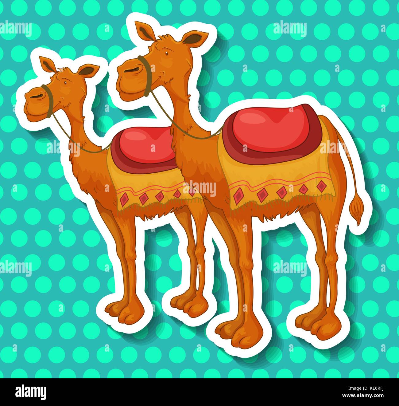 Two Camels Patterns Stickers of two camels on a blue circular pattern background Stock ...