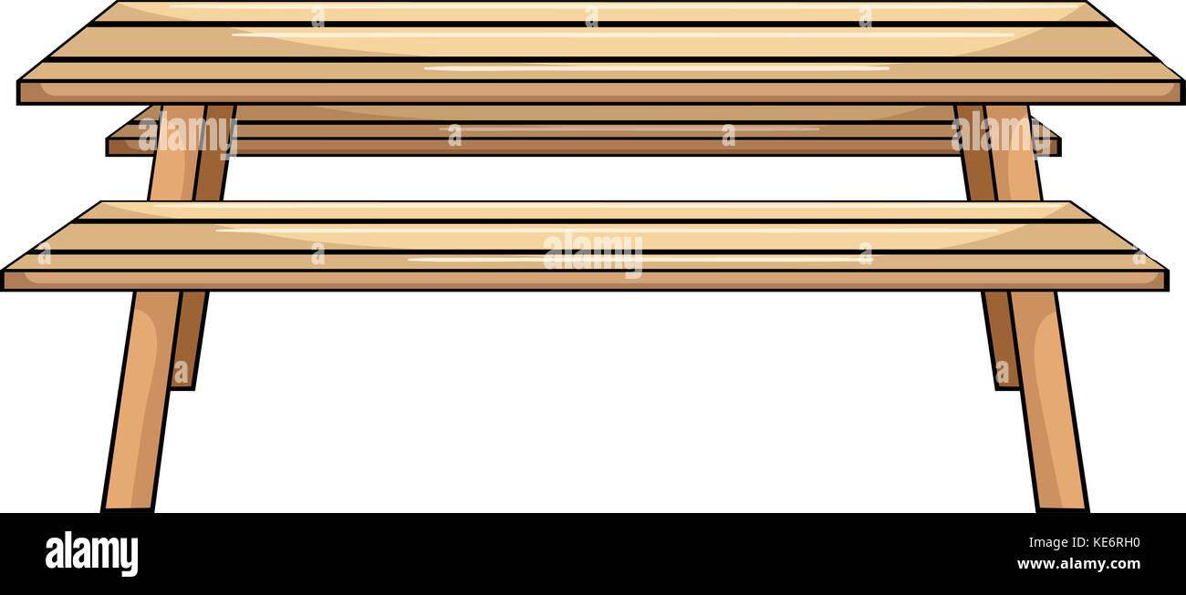 Illustration cartoon wooden picnic table hires stock photography and