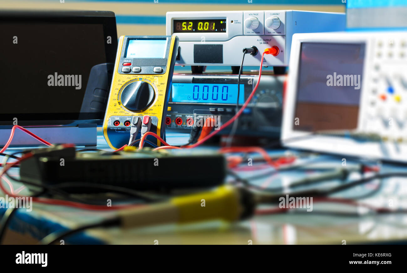 devices in electronics laboratory Stock Photo Alamy