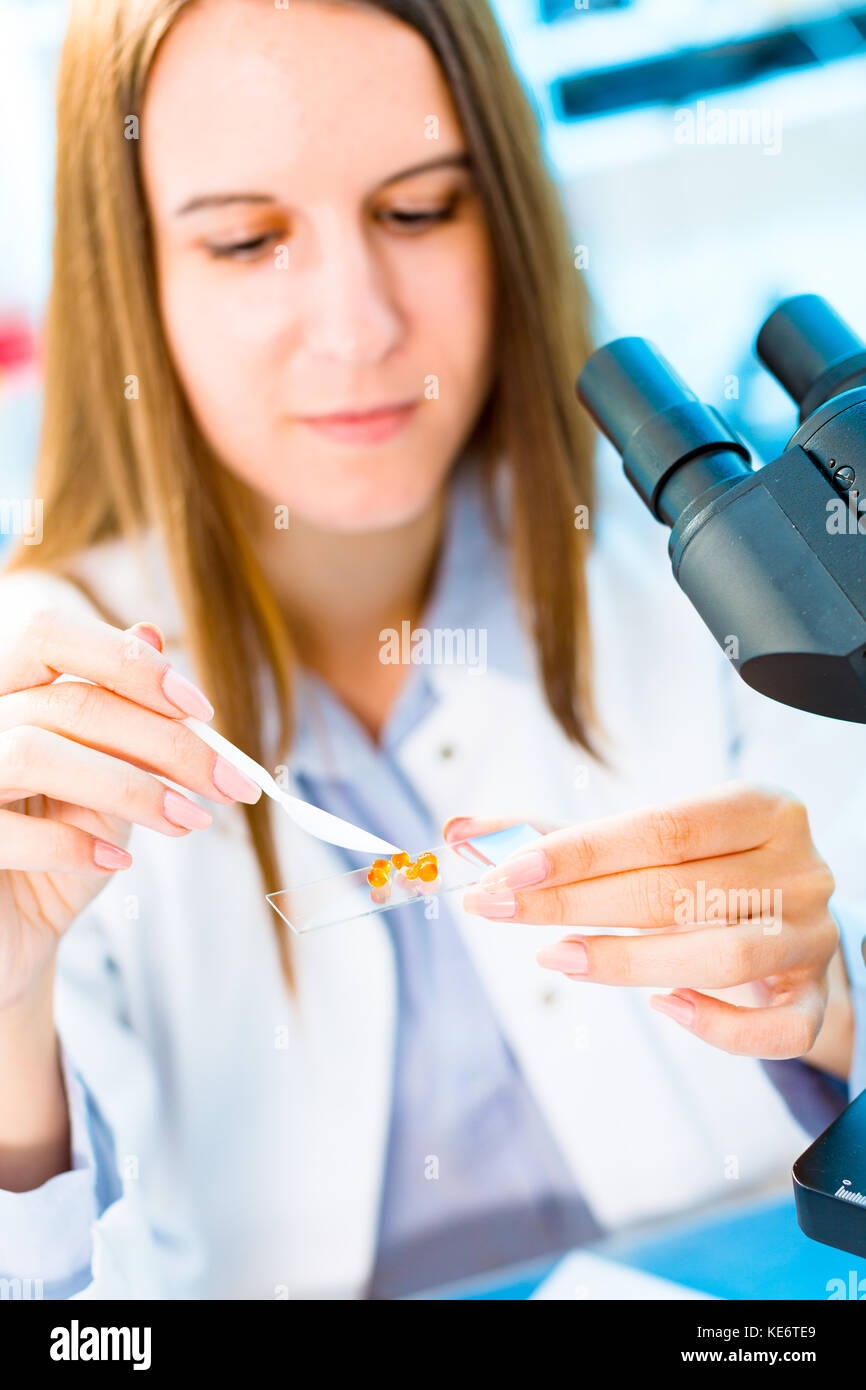 Fish caviar research in laboratory. Food Processing and Quality Control Fish Stock Photo Alamy