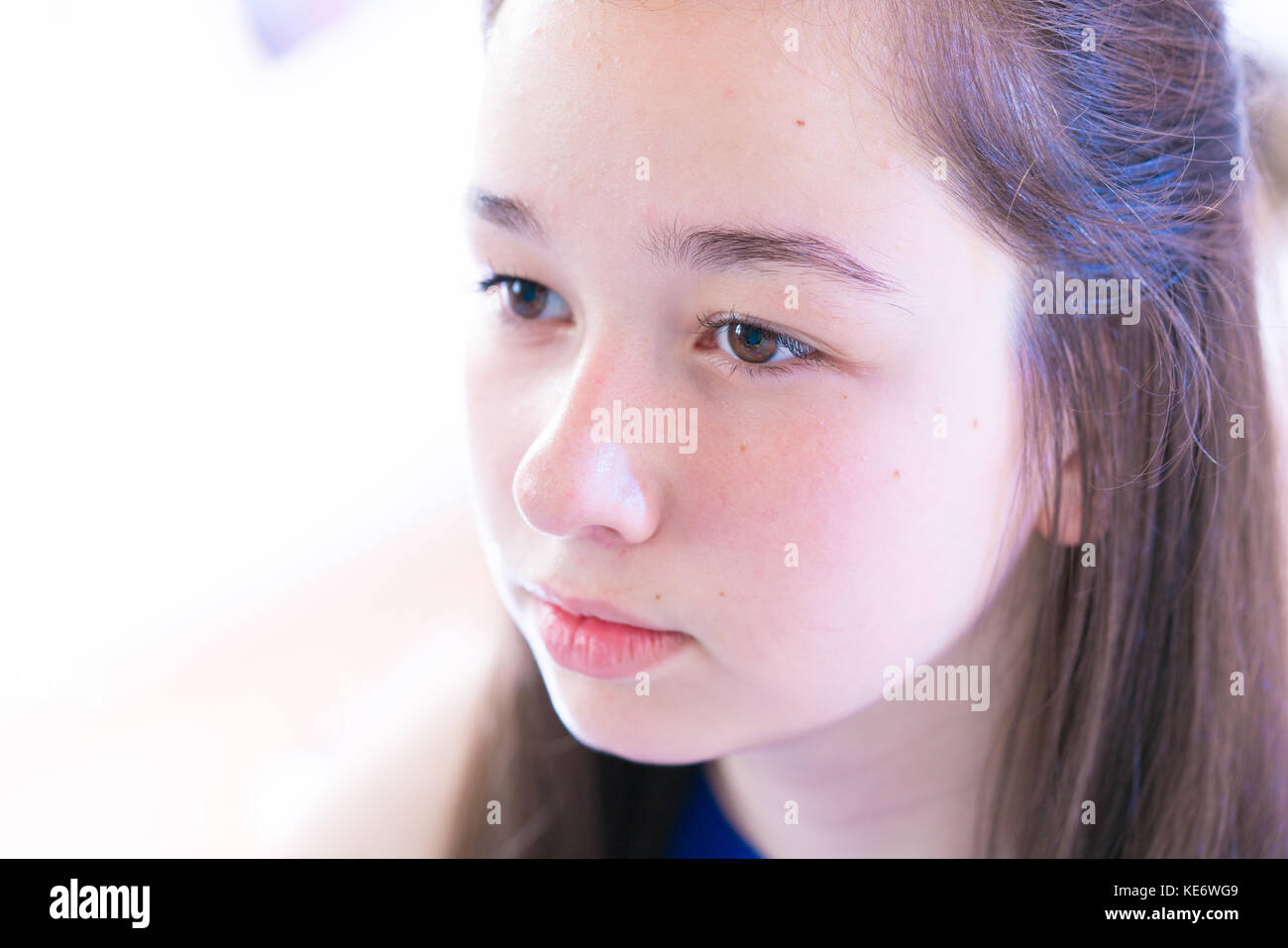Portrait of teenage girl with long hair Stock Photo