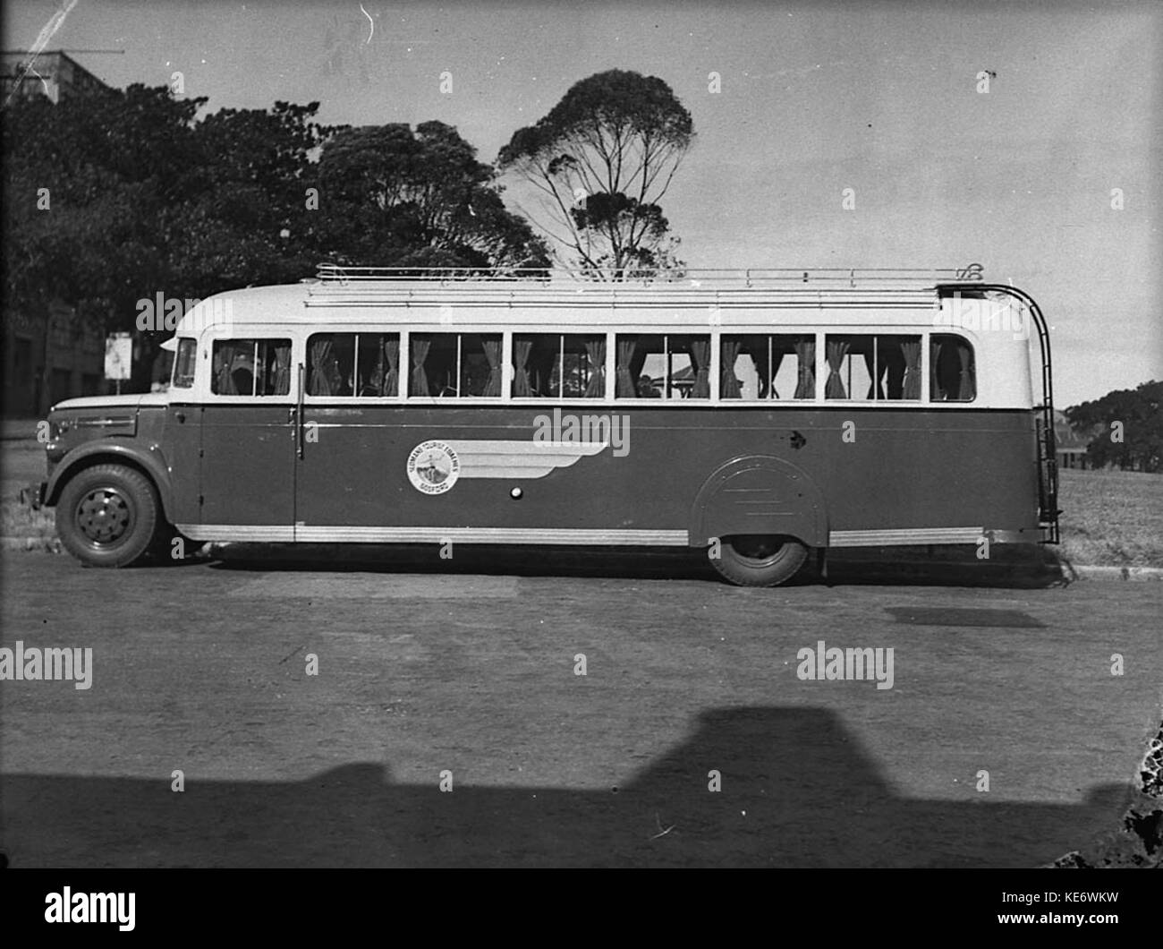 29334 Entrance Red Bus Service Properts Body Works Stock Photo