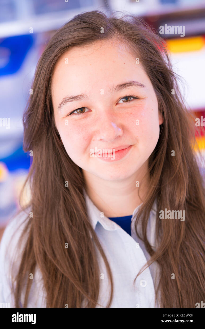 Portrait of teenage girl with long hair Stock Photo