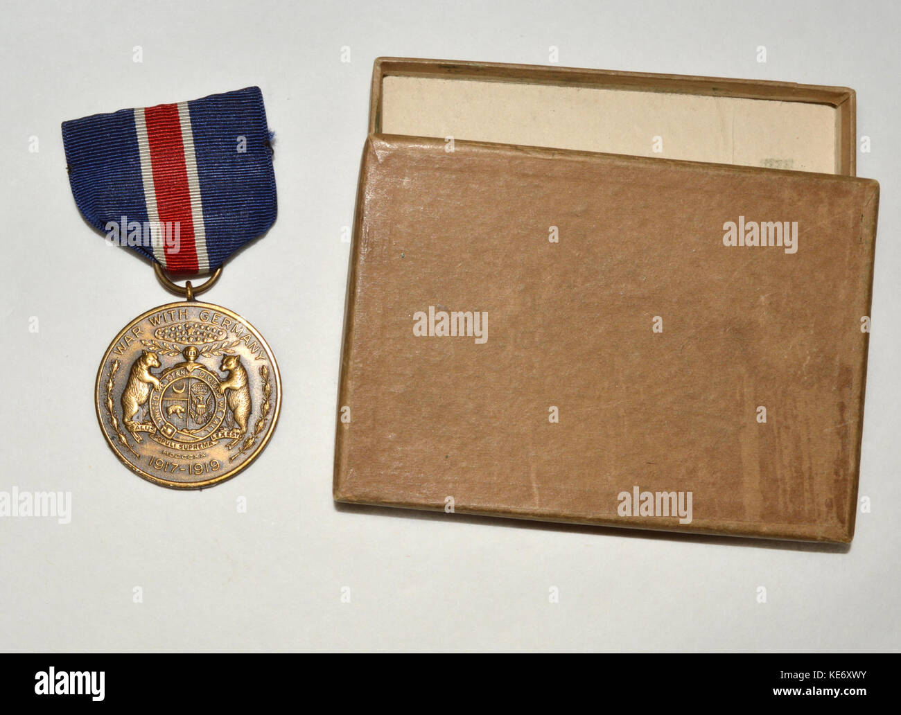 World War I Missouri Service Medal of PFC Clarence E. Pratt Stock Photo