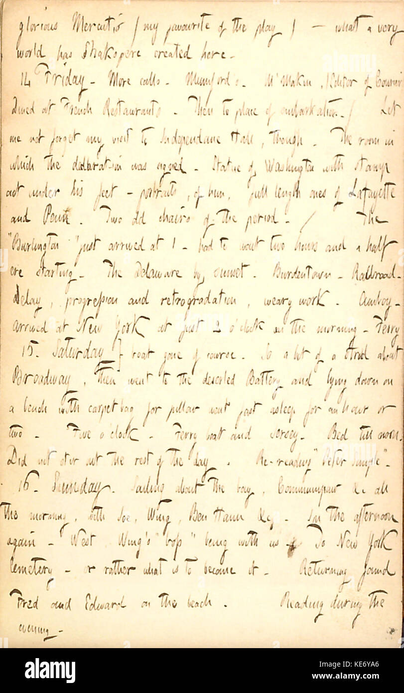 Thomas Butler Gunn Diaries  Volume 1, page 30, September 13 16, 1849 Stock Photo