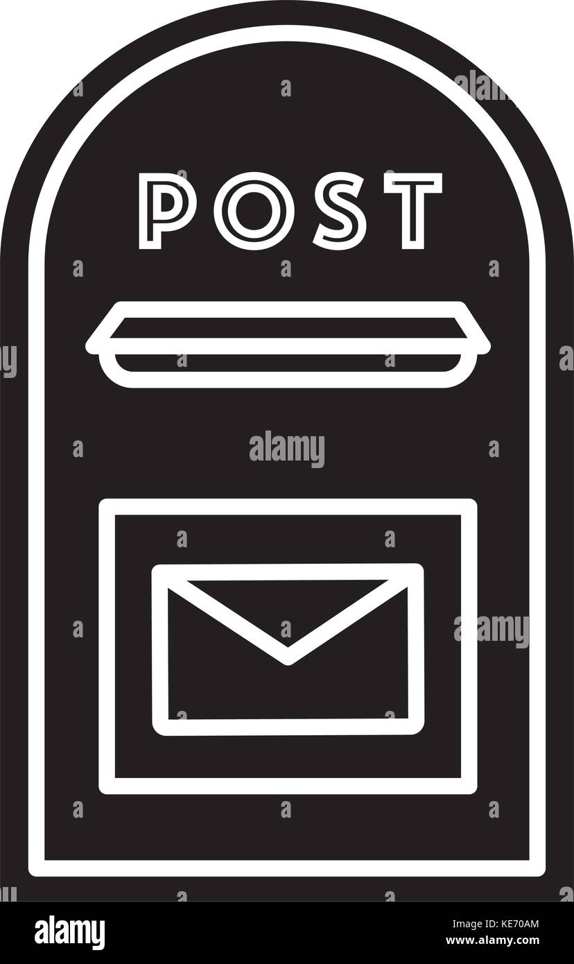 post box icon, vector illustration, black sign on isolated background