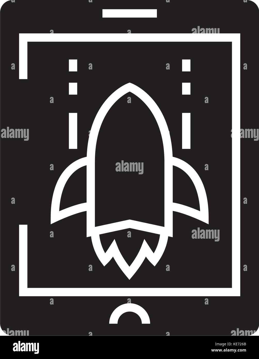 rocket space game icon, vector illustration, black sign on isolated background Stock Vector