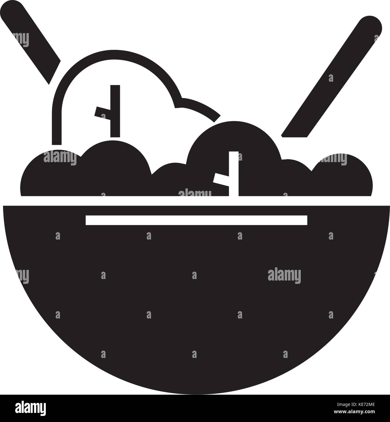 salad bowl eco icon, vector illustration, black sign on isolated ...