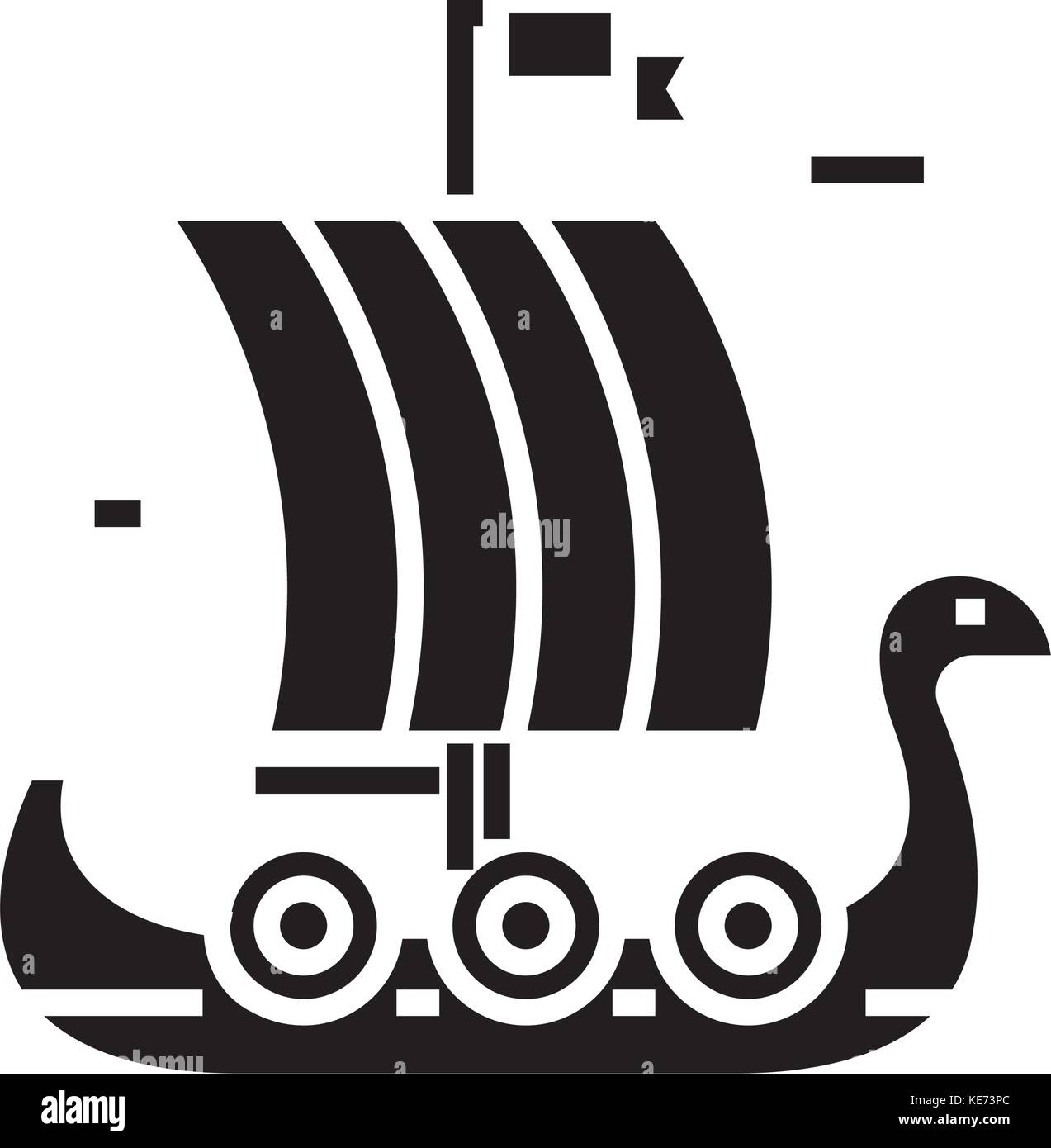 ship wooden viking icon, vector illustration, black sign on isolated background Stock Vector