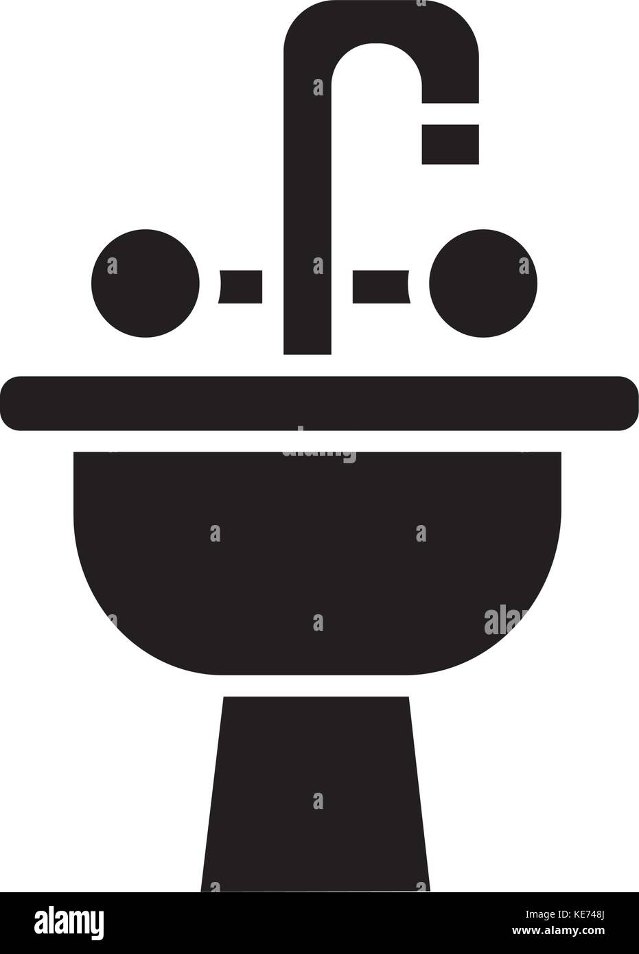 sink with tap icon, vector illustration, black sign on isolated ...