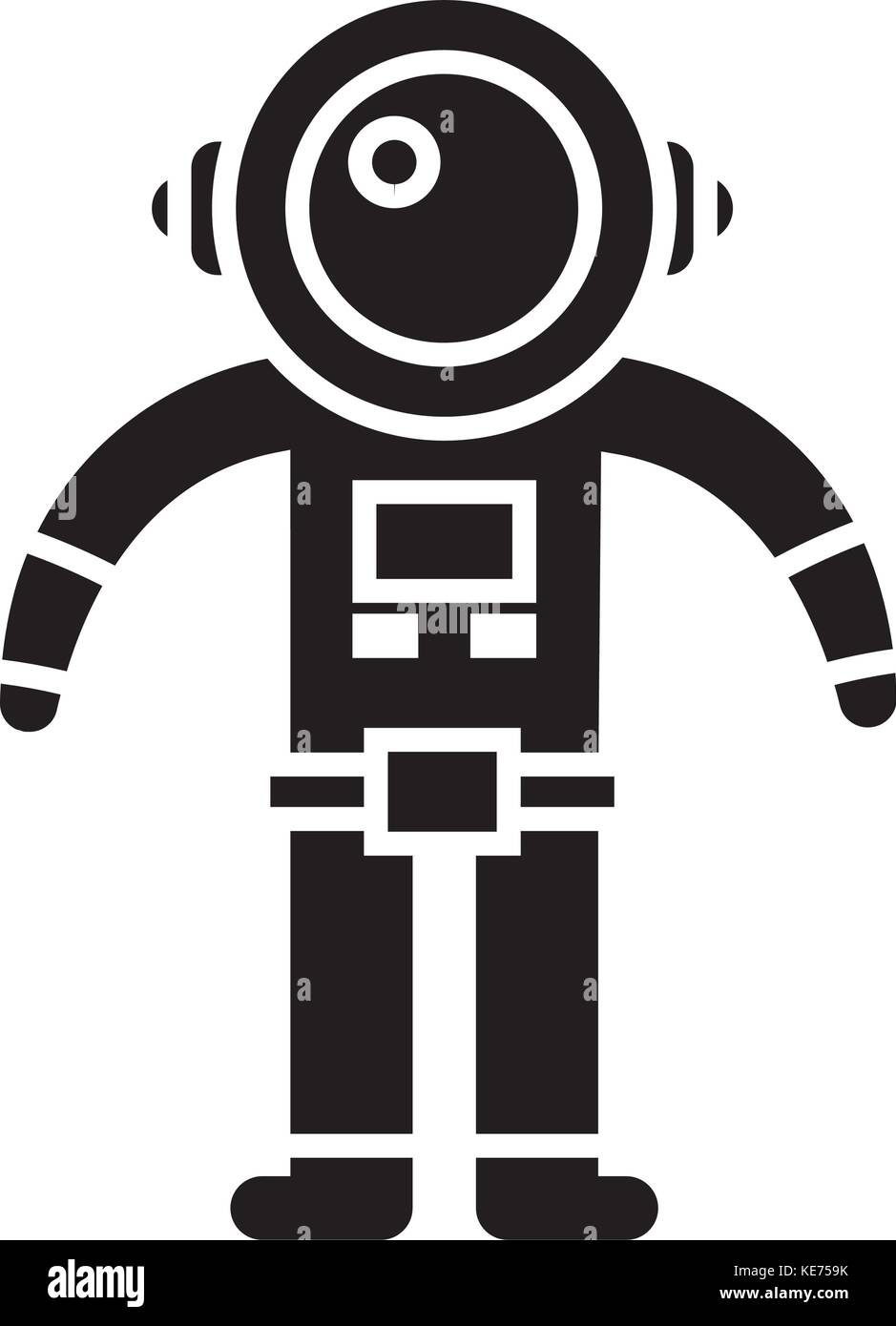 spaceman icon, vector illustration, black sign on isolated background ...