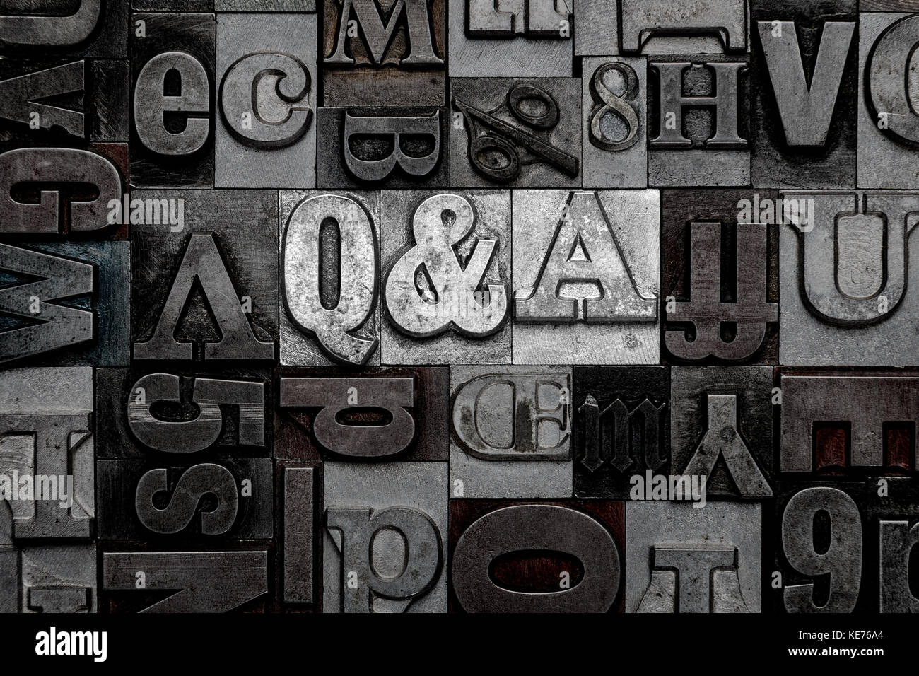 The term Q&A made from old metal letterpress letters Stock Photo - Alamy