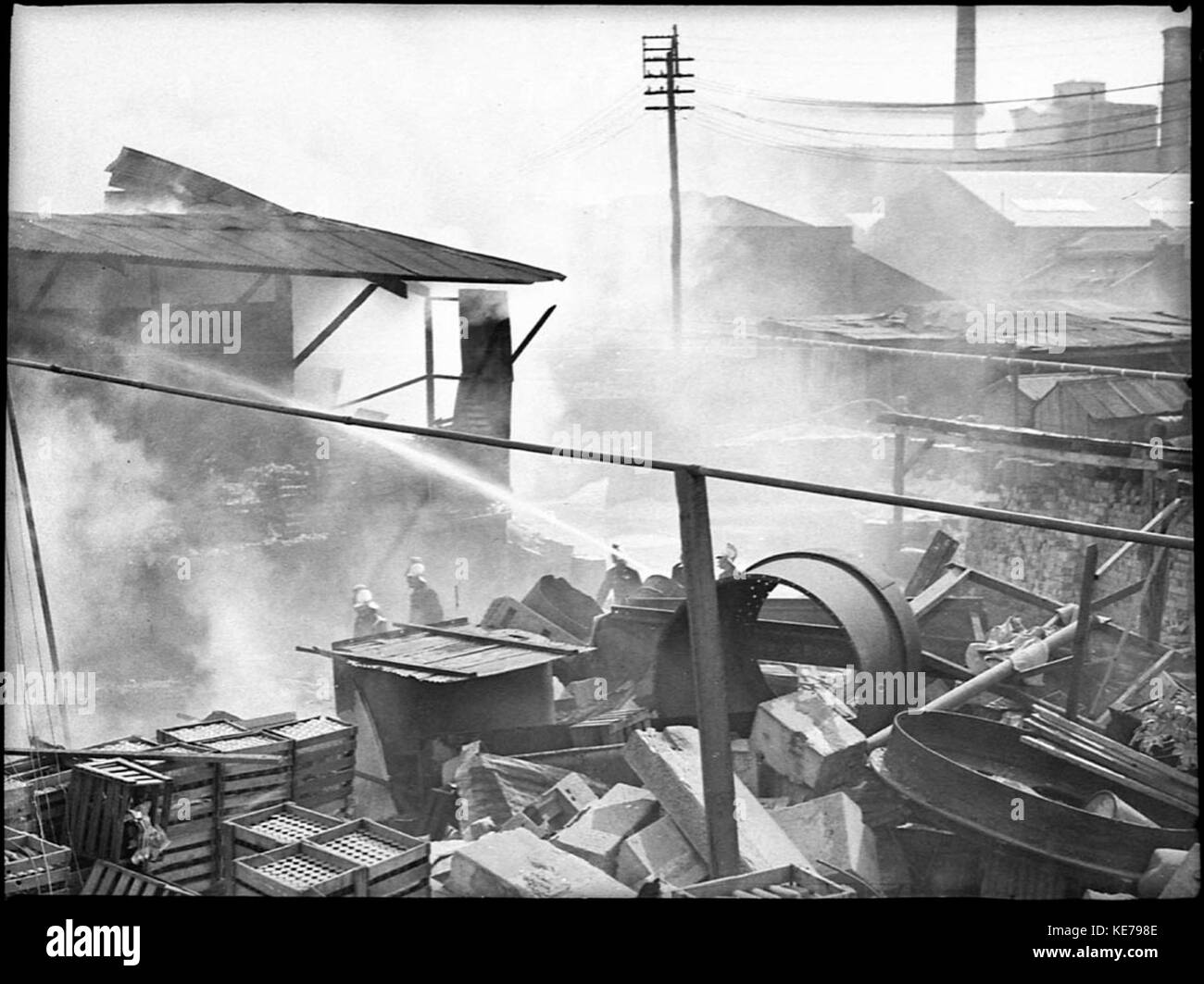 24084 Fire at glass works Stock Photo