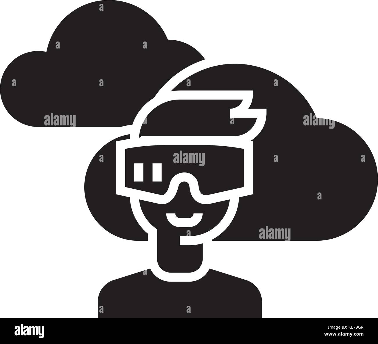 virtual reality glasses headset icon, vector illustration, black sign ...