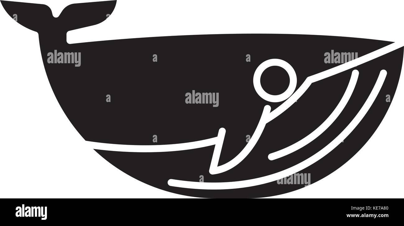 whale icon, vector illustration, black sign on isolated background ...