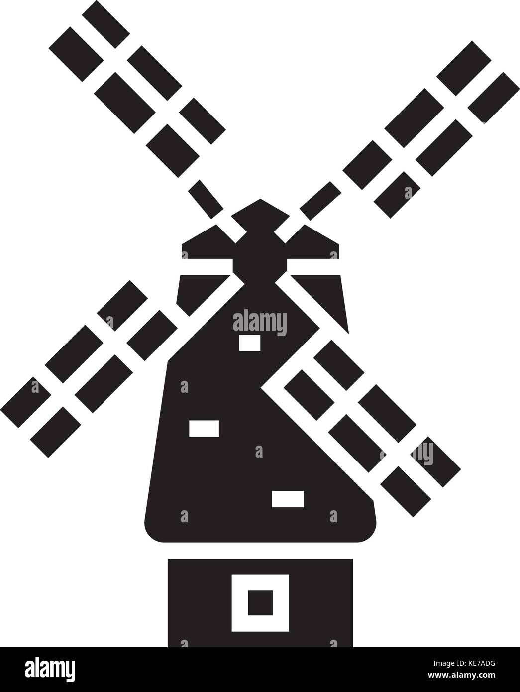 windmill icon, vector illustration, black sign on isolated background ...