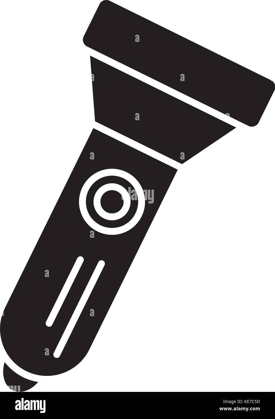 flashlight icon, vector illustration, black sign on isolated background ...
