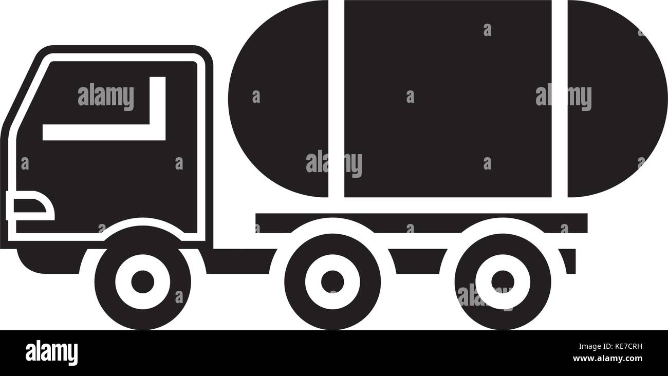 fuel truck icon, vector illustration, black sign on isolated background Stock Vector