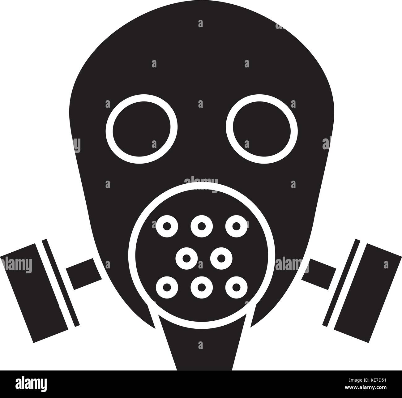 gas mask respirator icon, vector illustration, black sign on isolated ...