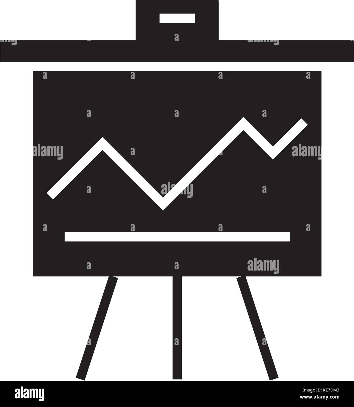 graph on flipchart icon, vector illustration, black sign on isolated ...