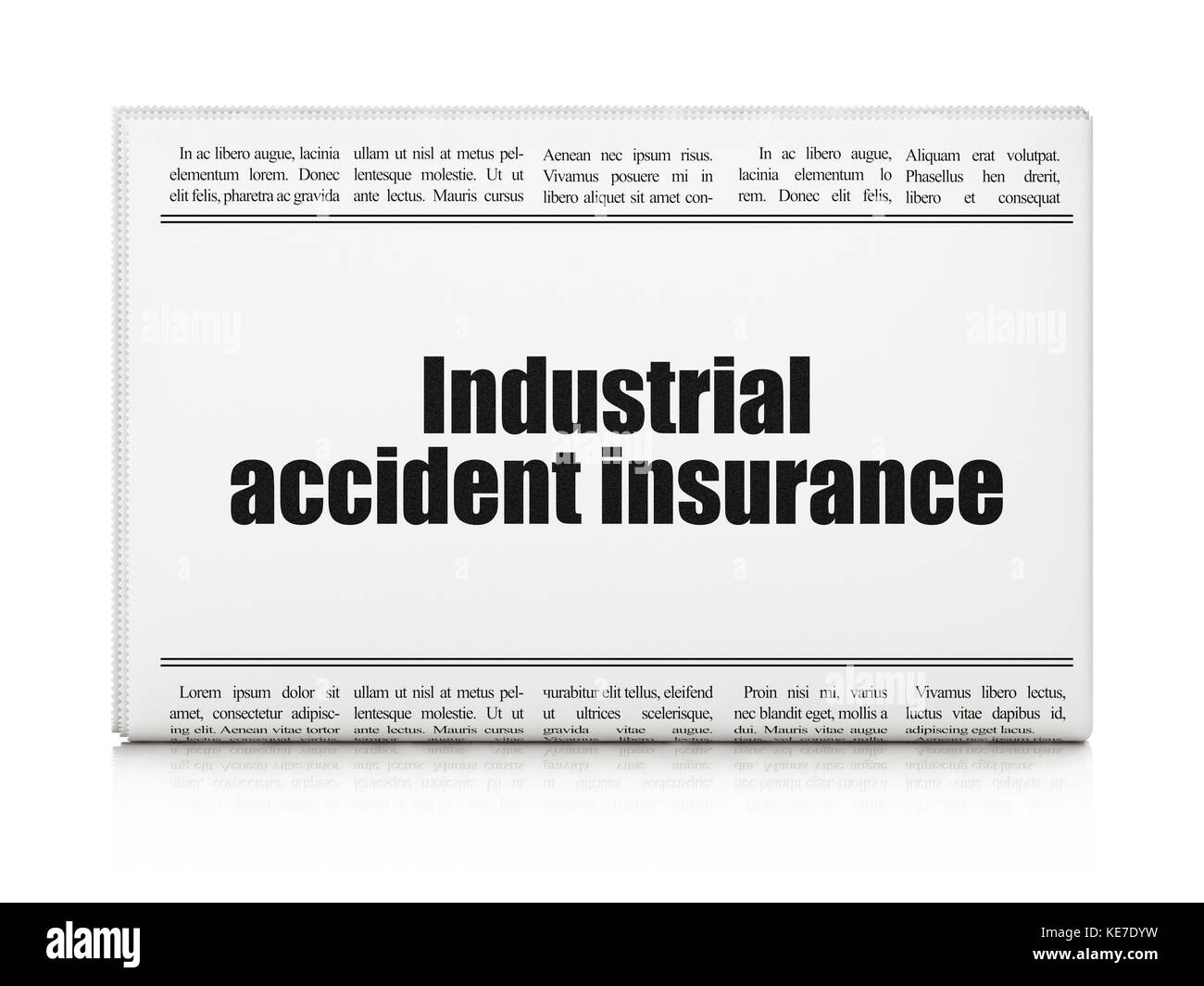 Insurance concept: newspaper headline Industrial Accident Insurance ...