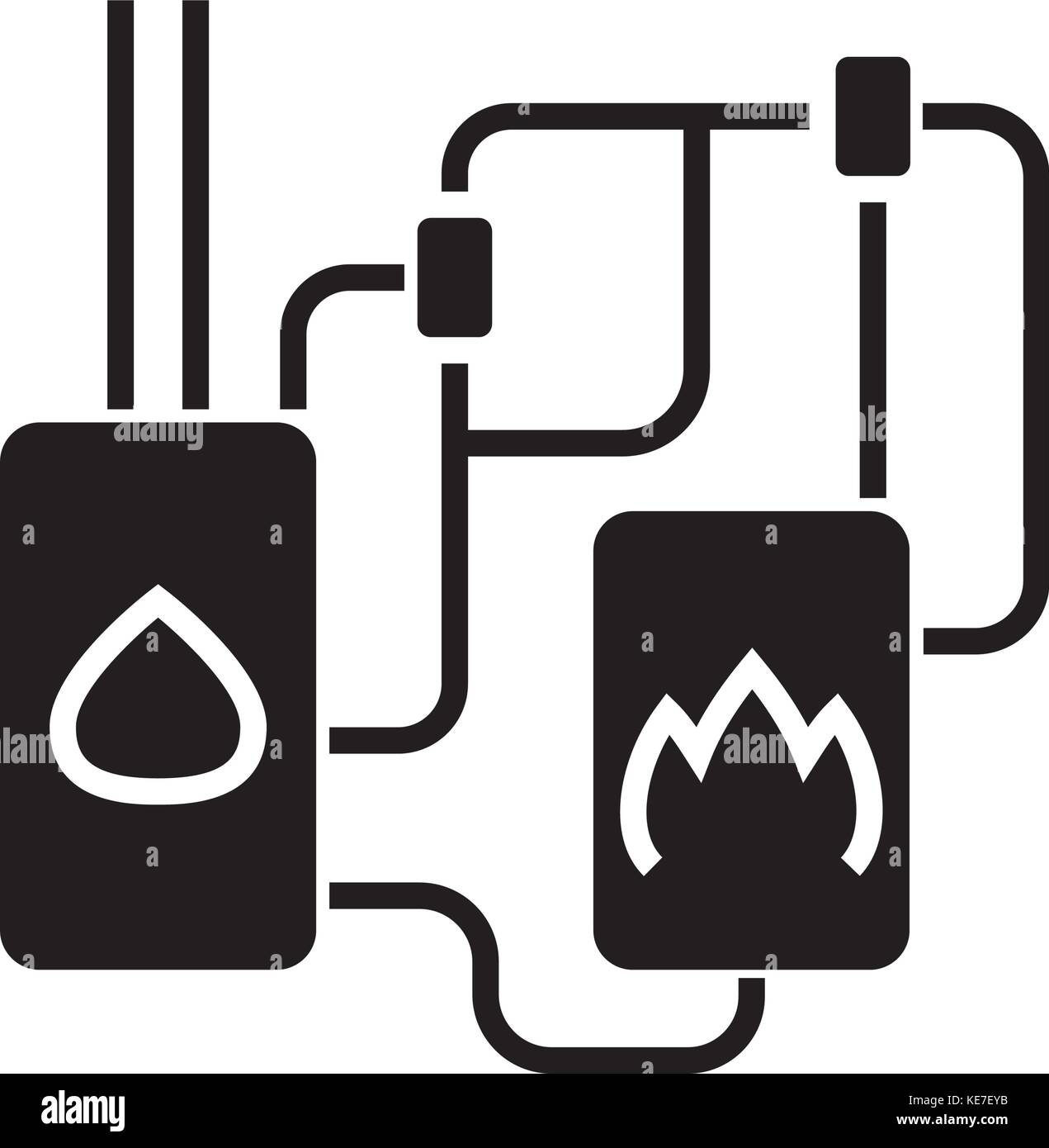 heating system icon, vector illustration, black sign on isolated