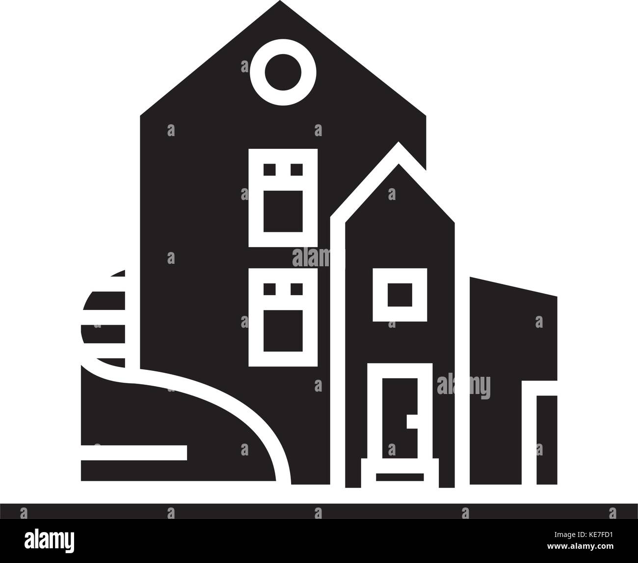 house - luxury - detached mansion icon, vector illustration, black sign on isolated background Stock Vector