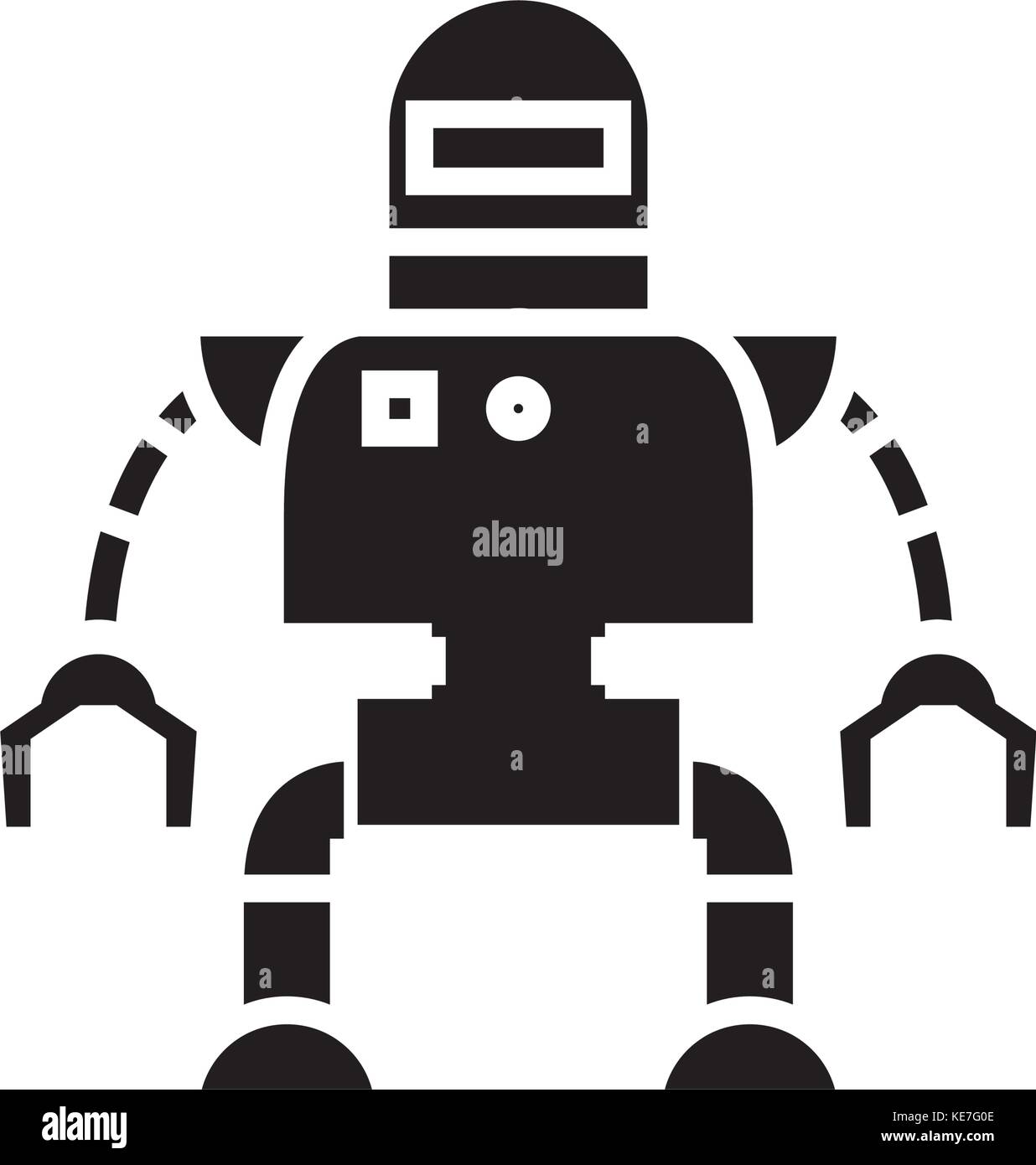 industrial robot icon, vector illustration, black sign on isolated ...