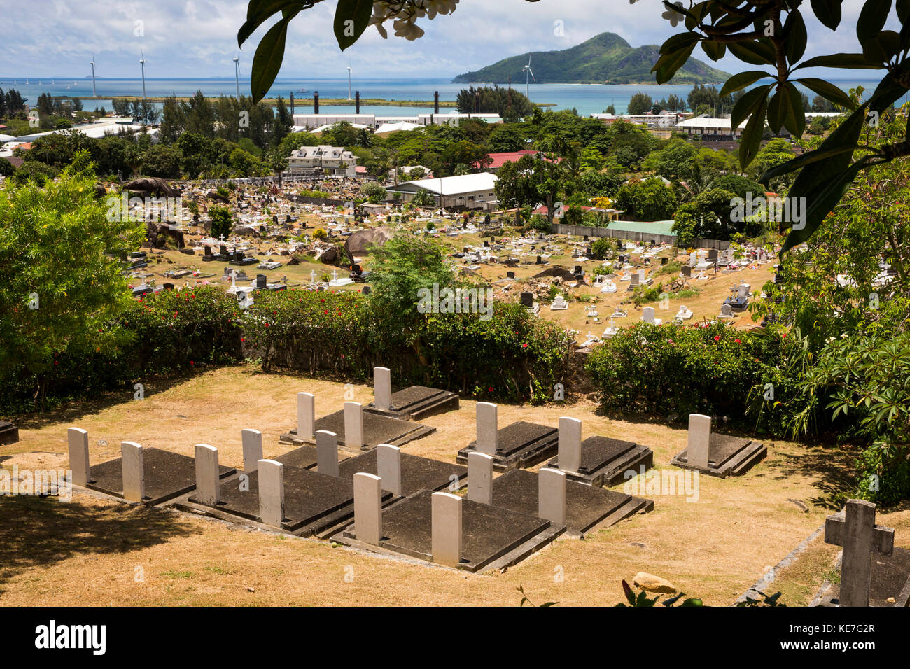 The Seychelles, Mahe, Victoria, Mont Fleuri Cemetery, Commonwealth War Graves Commission plot Stock Photo