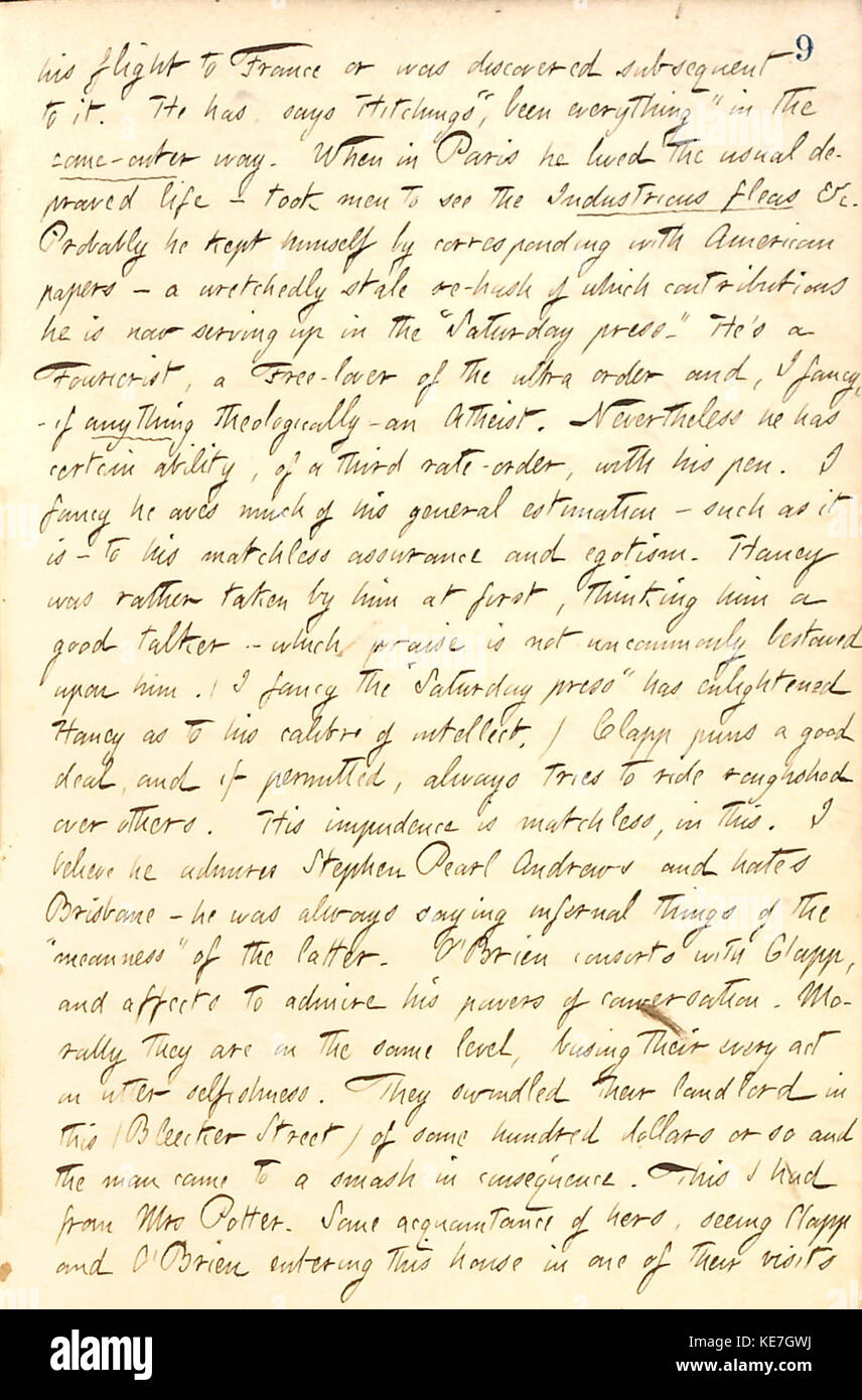 Thomas Butler Gunn Diaries  Volume 10, page 15, November 23, 1858 Stock Photo
