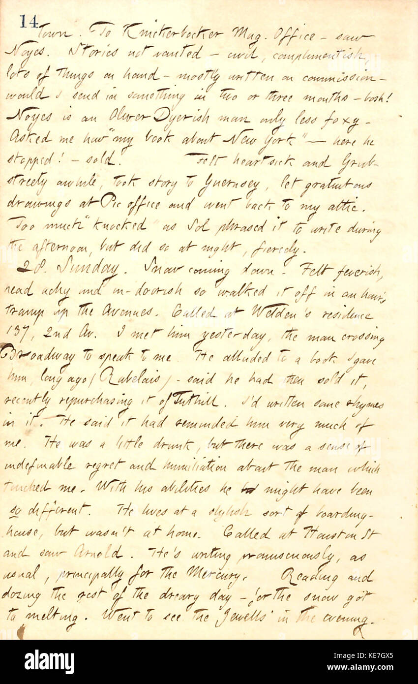 Thomas Butler Gunn Diaries  Volume 10, page 21, November 27 28, 1858 Stock Photo