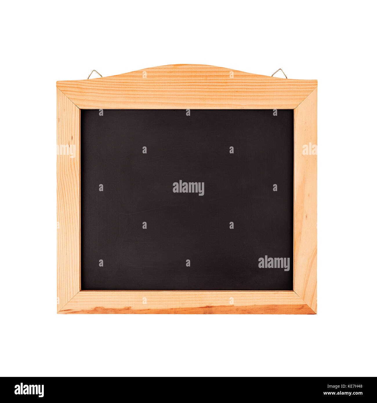 Clean black school chalkboard in a wooden frame isolated Stock Photo